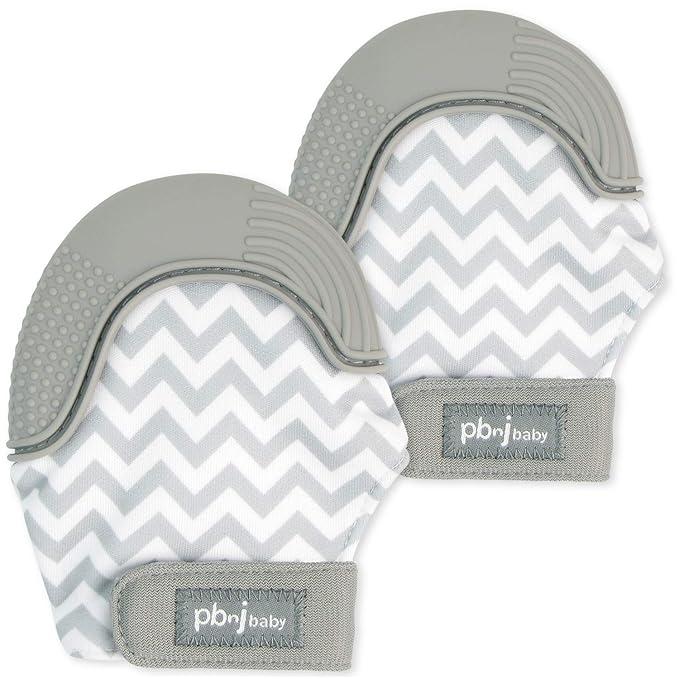 Silicone Infant Teething Mitten Teether Glove Mitt Toy - Gray 2pk