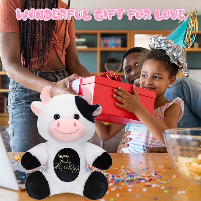 HyDren 9.8" Happy Plushy Birthday Cow Toys Cow Stuffed Animals