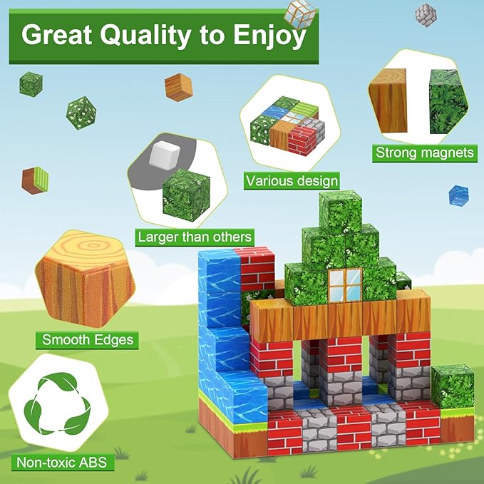 Magnetic Blocks Toys for Boys & Girls Age 6 7 8 9 10, Stacking Building Toys for Toddlers Fidget Cubes Sensory Toy for Kids