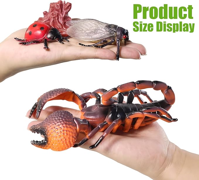 Insect Figure Toys for Kids, Plastic Assorted Realistic Play Bug Figurines Set for Toddlers