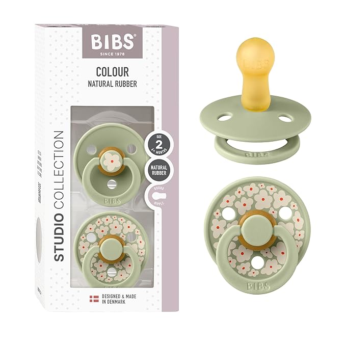 BIBS Pacifiers - Colour Studio 2 Pack | Round Nipple Baby Pacifier 6+ Months