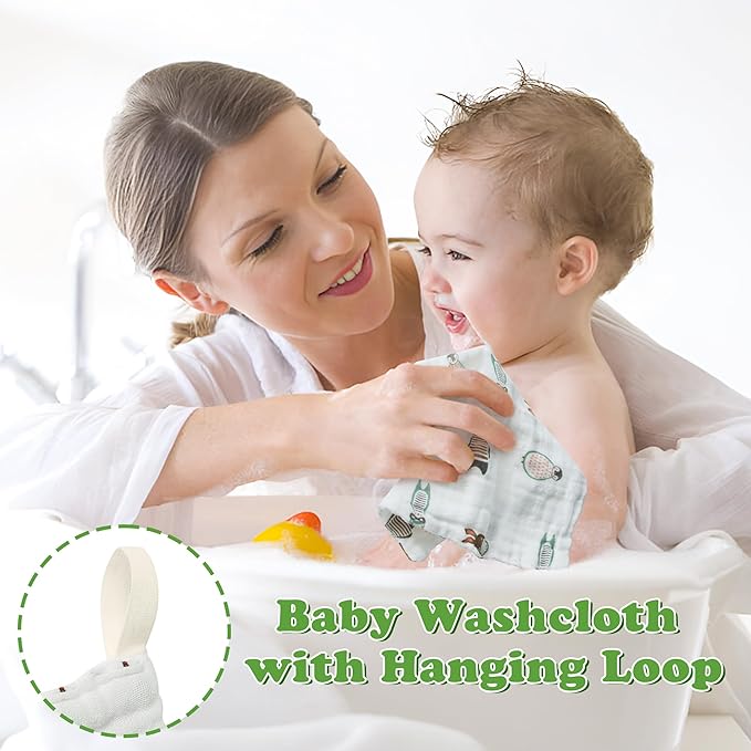 Zainpe 4Pcs Muslin Baby Hooded Towel & Washcloth Set Penguin 31.5 x 31.5 in