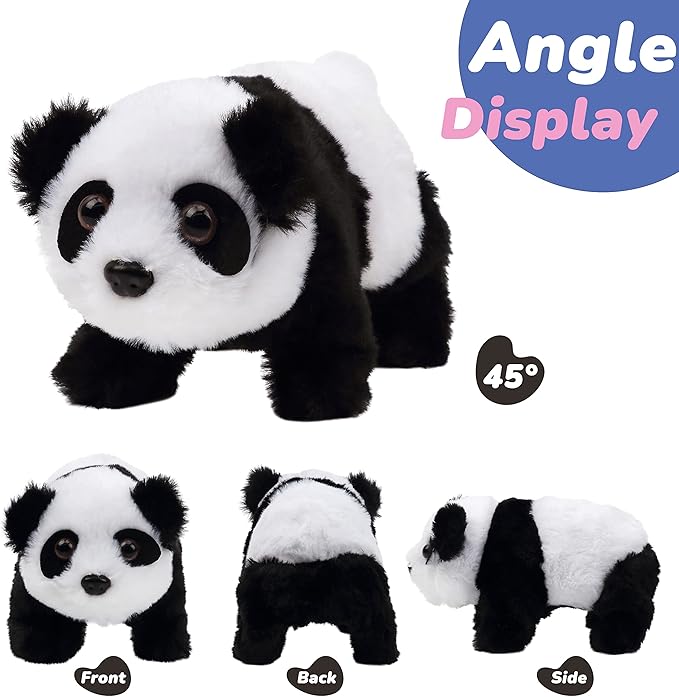 Hopearl Crawling Panda Interactive Electronic Pet Plush Toy with Sounds 7''