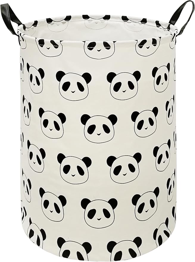 Round Panda Pattern Laundry Hamper Storage Basket Organizer Hamper Storage