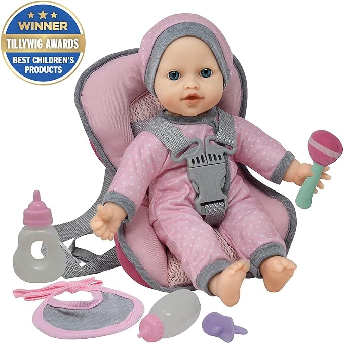 Doll Travel PlaySet - Baby Doll Car Seat Carrier Backpack 12 Inch