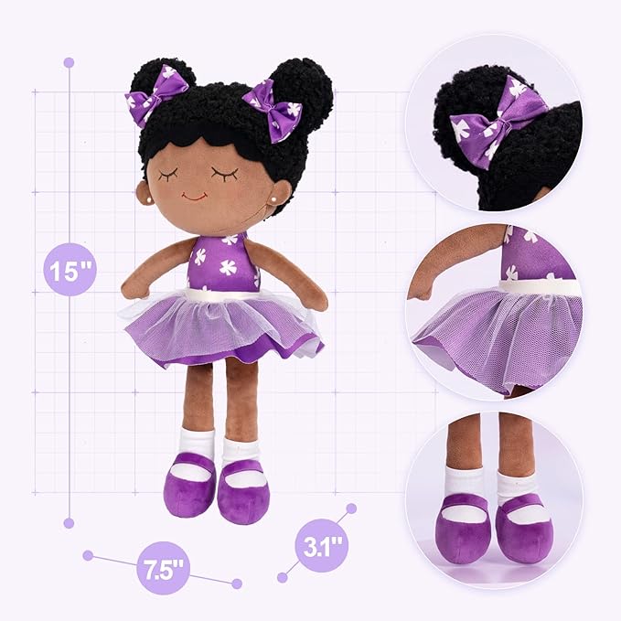 OUOZZZ 15in Soft Baby Doll Plush Toy - African American