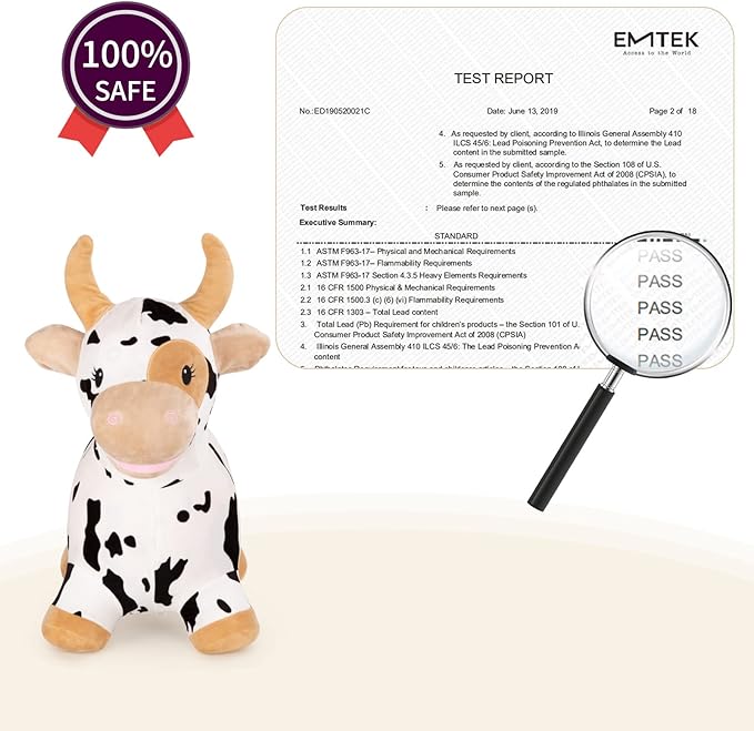 INPANY Bouncy Cow Farm Animal Hopper Toys for 2 Year Old Boy Birthday Gifts, Ride on Toddler Plush Inflatable Bouncing Bull 3 4