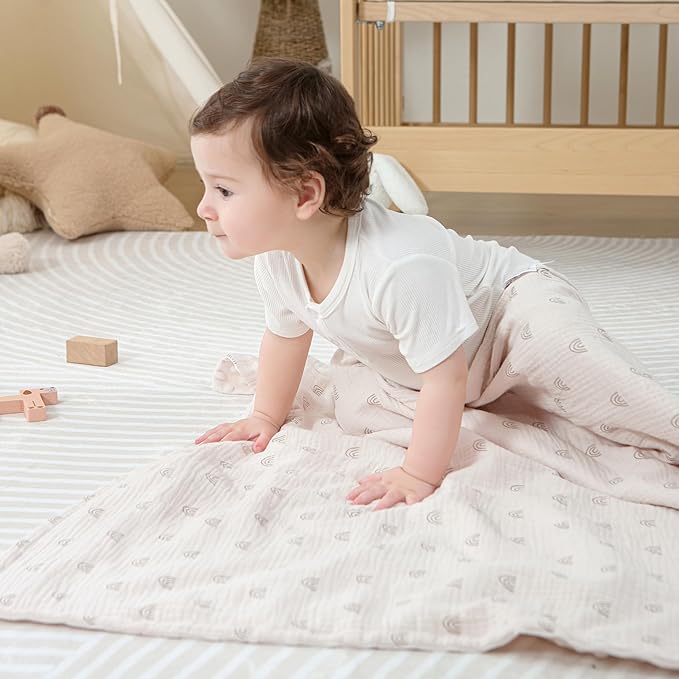 DaysU Baby Blankets Unisex with Muslin Cotton Front and Dotted Fleece Back, Silky Micro Super Soft Plush Newborn Baby Blankets for Boys Girls 30x40 inches