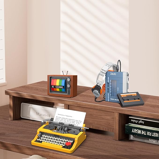 JMBricklayer Typewriter Walkman Television Building Toys 20131, Collectible Vintage Display Model Office Room Decor Kids(660 Pieces)