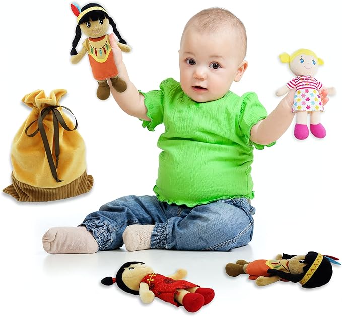 June Garden Soft Baby Doll Set - Multicultural Diversity 8.5" Plush Baby Dolls with Storage Bag