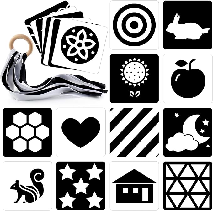 Baby Flash Cards Black and White Cards for 0-3 Months, High Contrast Baby Toys for Newborn