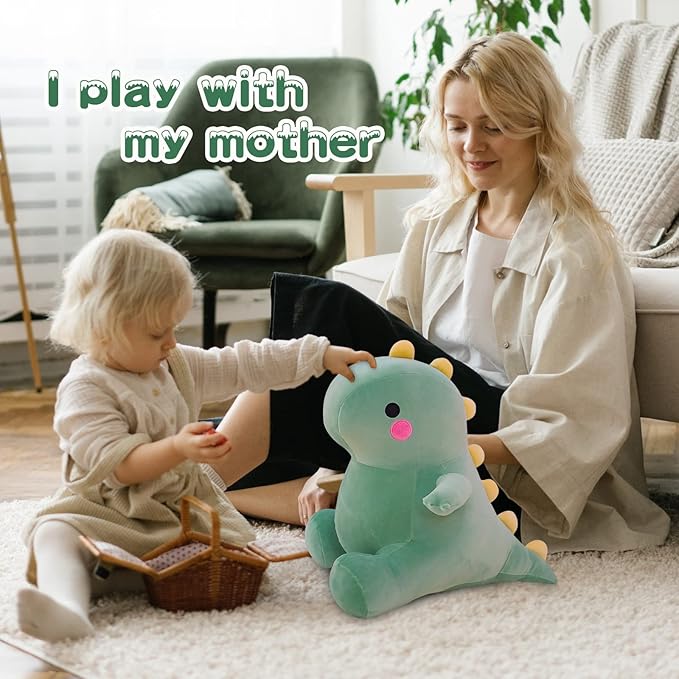 Cute Dinosaur Plush Toys, Fat Dinosaur Stuffed Animals Toys Dolls (Green,19in)