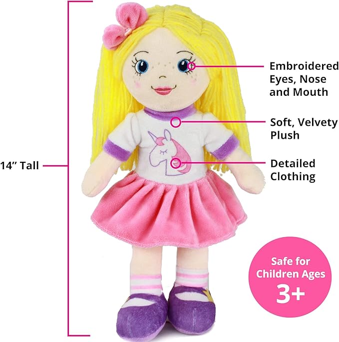 Playtime by Eimmie 14” Soft Baby Doll - Plush Rag Dolls for 2 Year Old Girls & Boys, Toddler & Infants