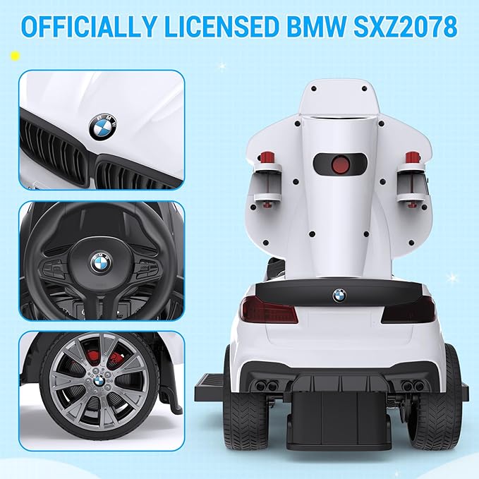 Hetoy Push Cars for Toddlers 1-3 Boys Girls,4-in-1 Ride On Cars Licensed BMW with Horn, Music