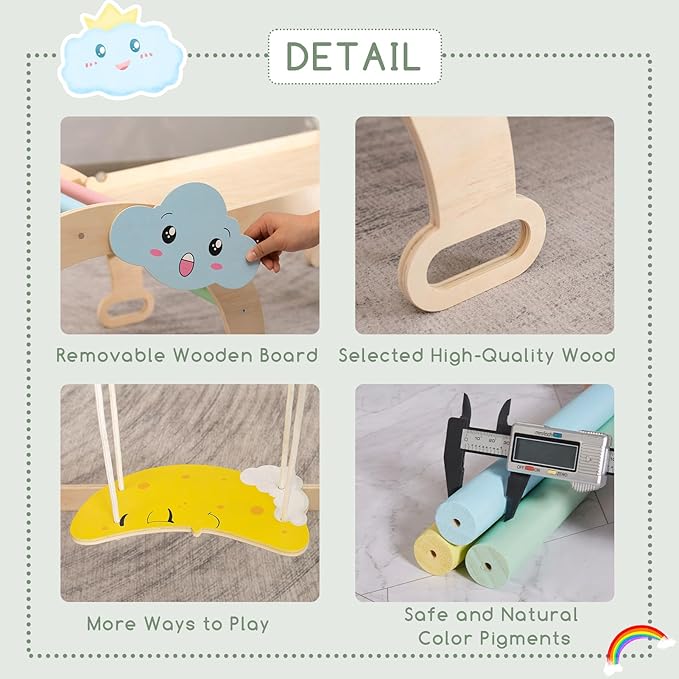 HIGOGOGO 9-in-1 Indoor Playground - Toddler Jungle Gym Montessori Climbing Set Toy Wooden Pikler Triangle with Monkey Bars, Arch 2-12 Years