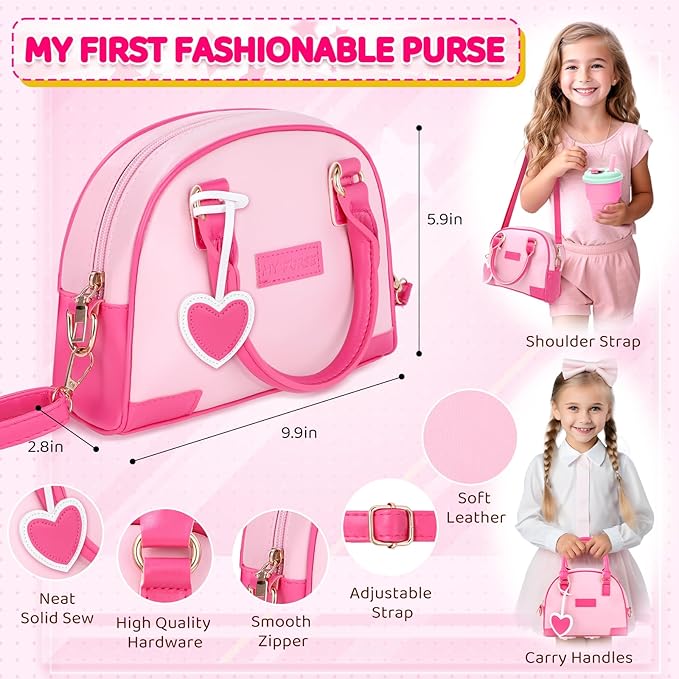 INNOCHEER Little Girls Purse, Kids Toy Purse with Pretend Makeup 2 3 4 5 6 7 8 Year