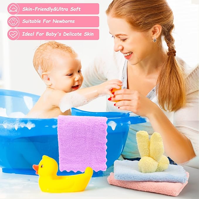 Orighty Baby Washcloths 24-Pack (7''x9''), Microfiber Coral Fleece Baby Towels
