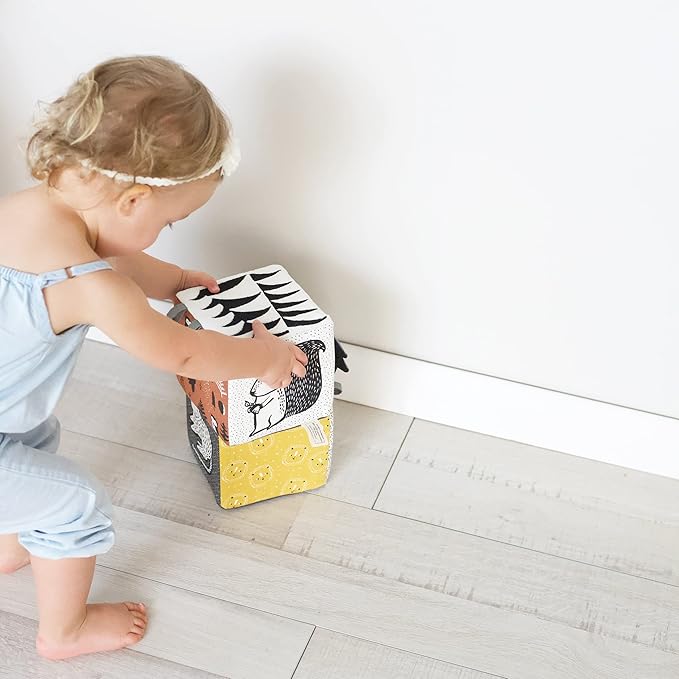 Wee Gallery Soft Block, Woodland - Sensory Stimulation Baby Toy 0-3-6-9-12-24 Months