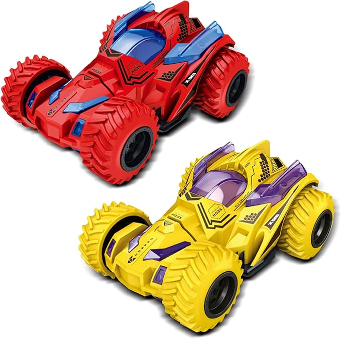 2 Pack Stunt Spinning Toy Car for 3 Year Old Boys,Kids Toys Pull Back Car for 3 Year Old Boy Girl and Toddler 3 and 360° Upright