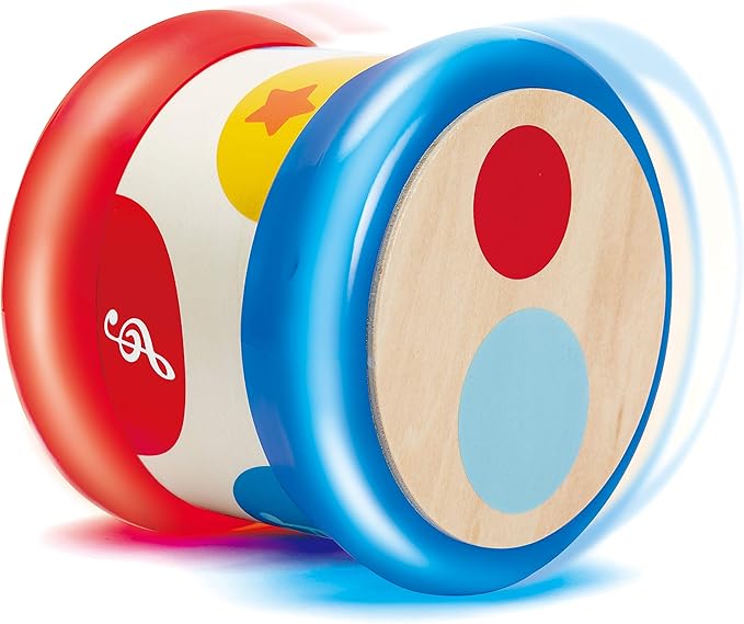 (Baby Drum) - Hape Baby Drum Colourful Rolling Drum Musical Instrument Toy For Toddlers, Rhythm & Sound Learning (E0333)