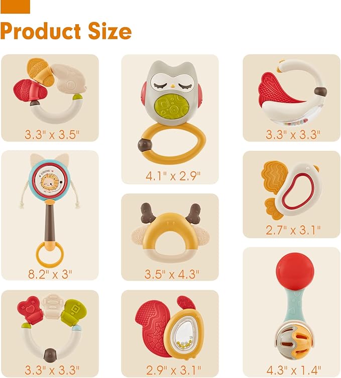 Baby Toys 0-6 Months - Baby Rattles Toys Set Infant 0-6-12 Months 0-3-6-12-18 Months