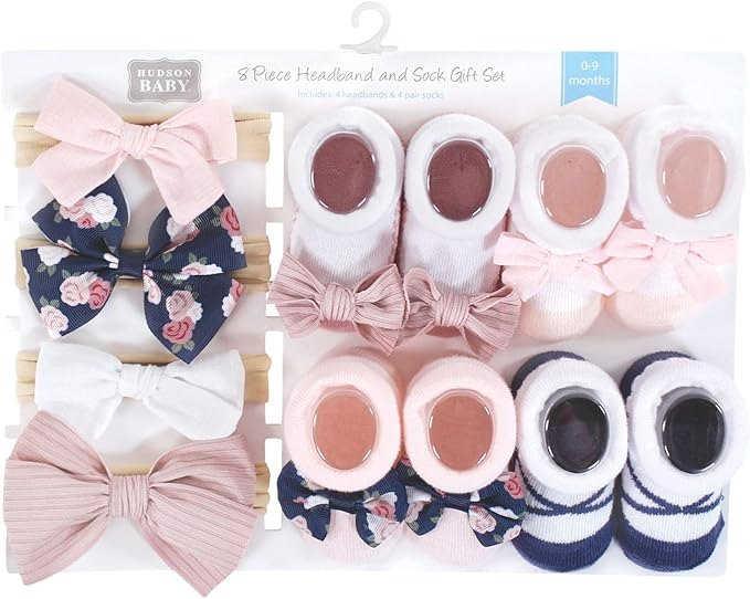 Hudson Baby Girl's Headband and Socks Giftset