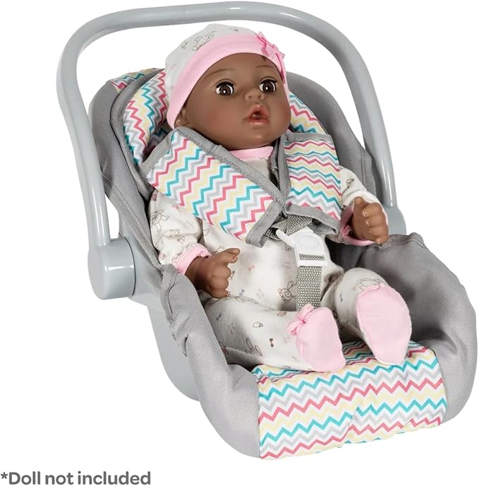 Adora Baby Doll Car Seat Carrier with Removable Cover - Machine Washable, Fits Most Dolls and Stuffed Animals Birthday Gift For Ages 2+