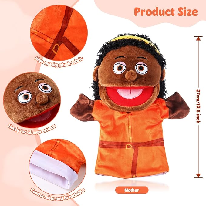 1 Pcs Family Hand Puppets 12 Inch Grandparents, Mom & Dad