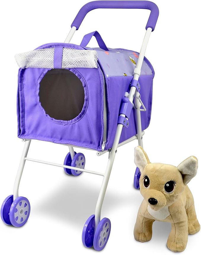 ANIVIA Pet Stroller and Accessories for Kids Ages 3 to 7 Year Olds, Dog Toy for Toddlers 2 Pieces 1 Pet