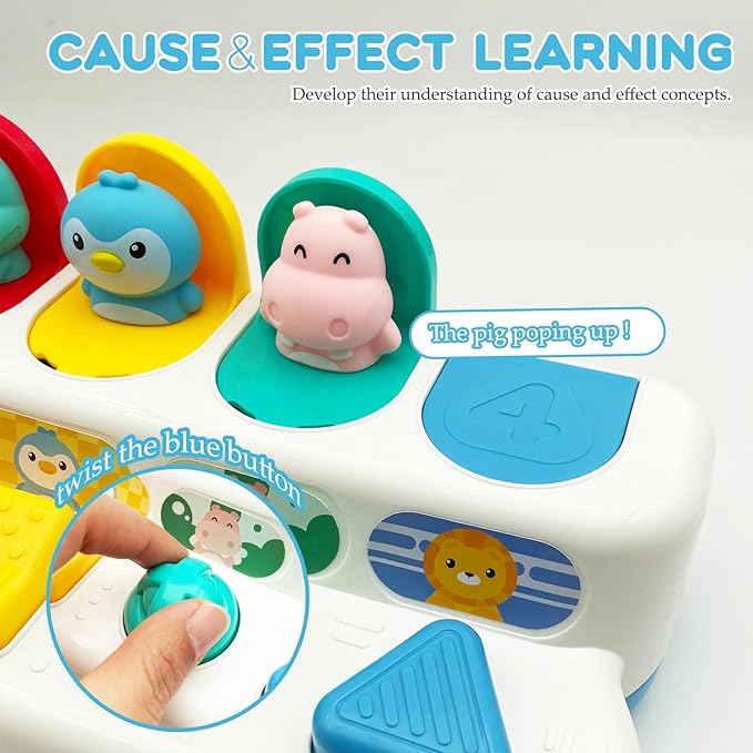 Interactive Dinosaur Pop Up Toy for Babies and Toddlers,Early Learning and Brain Development Educational Plaything 18 Months+