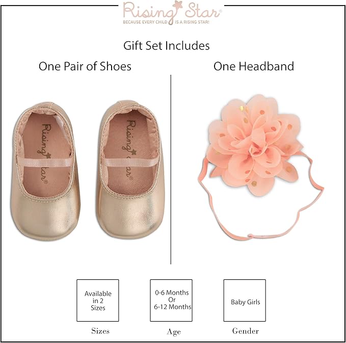 Rising Star Baby Girls' Shoes and Headband Gift Box Set