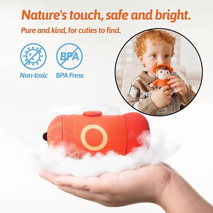 OUOZZZ Firetruck Toys for Toddlers 1-3 - Stuffed Toy Set with Baby Firefighter Doll - Fire Truck Plush Sensory Toy - First Birthday Gift fir Boys 2 Year Old Toys Montessori- Fire Toy for Babies