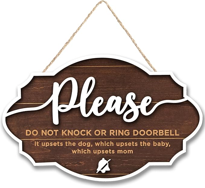Do Not Ring Doorbell Sign Baby Sleeping - Please Do Not Knock or Ring Doorbell Sign, No Soliciting Baby Sleeping Sign for Front Door