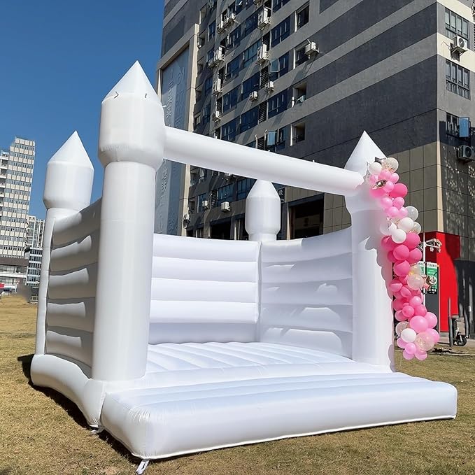 Large White Bounce House 13x13 FT Oxford Material with UL (13' L 13' W 12' H)