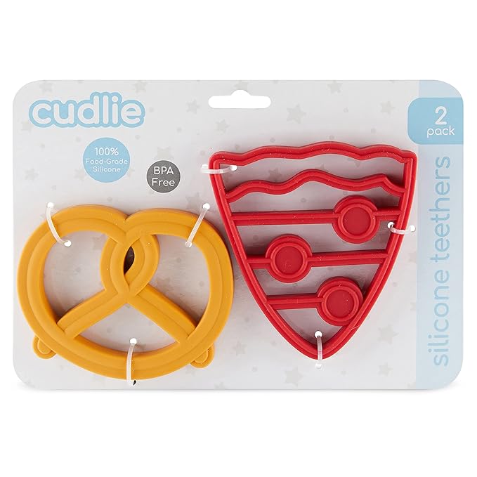 Cudlie 2-Pack Food Grade Silicone Teether - BPA Free, Fun