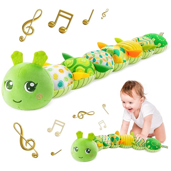 Infant Baby Musical Multi-Sensory Caterpillar, Stuffed Animal Activity Soft Toys 0-3-6-12 Months