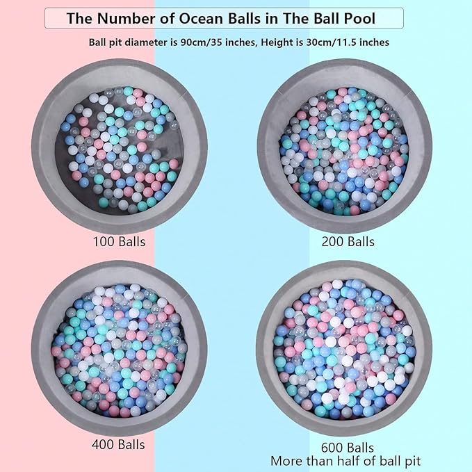 MoonxHome Ball Pit Balls for Toddlers, BPA Free Crush Proof Plastic Toy Balls for Ball Pit 2.15 Inch 100…