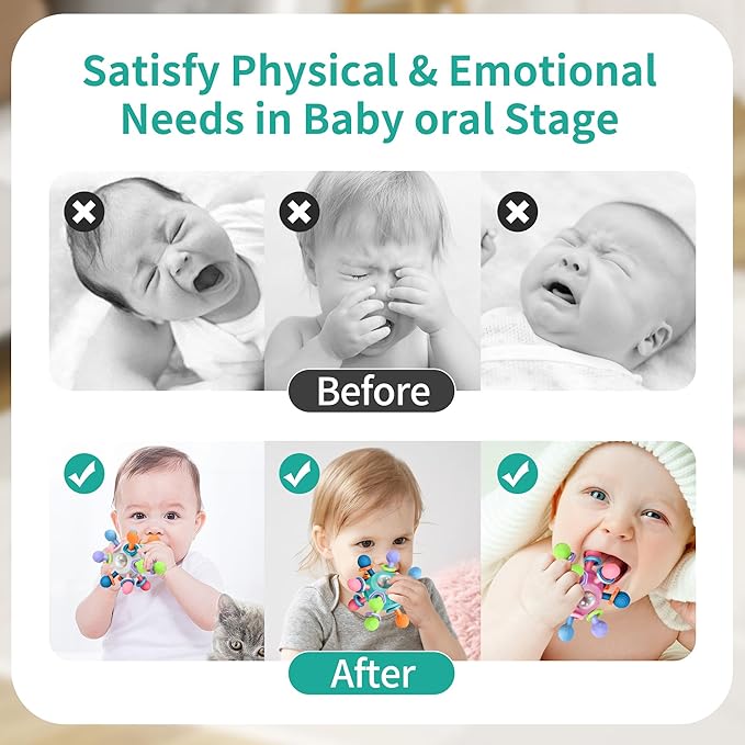 Baby Montessori Teething Toys for 0-6 6-12 Months BPA Free 0 3 6 9 12 18 1 2