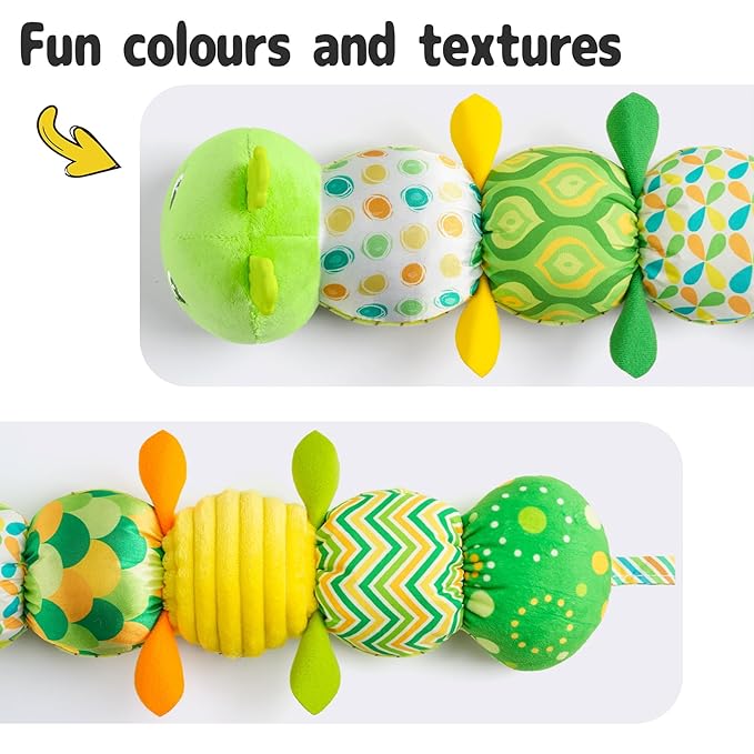 Infant Baby Musical Multi-Sensory Caterpillar, Stuffed Animal Activity Soft Toys 0-3-6-12 Months