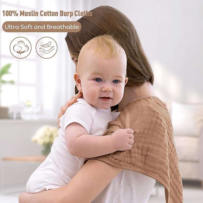 Yoofoss Muslin Burp Cloths for Baby 10 Pack 100% Cotton 20''X10'' Super