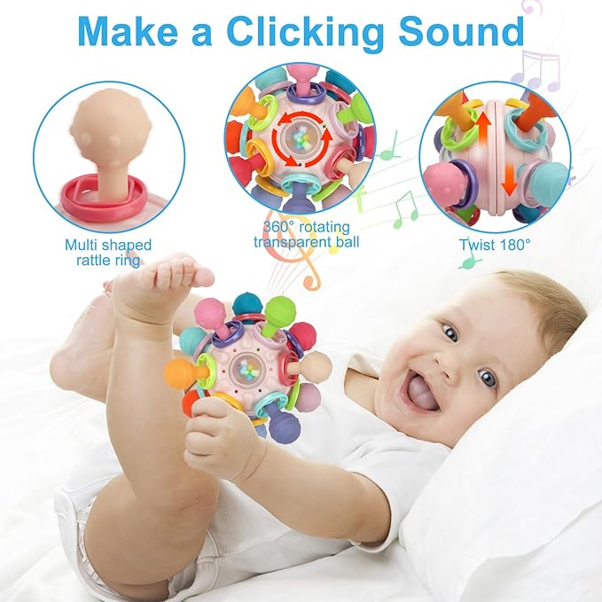 TOHIBEE Baby Montessori Sensory Toys for 0-6 6-12 Months, Food Grade Teething Toys for Babies 0 3 6 9 12 18 Months 1 2