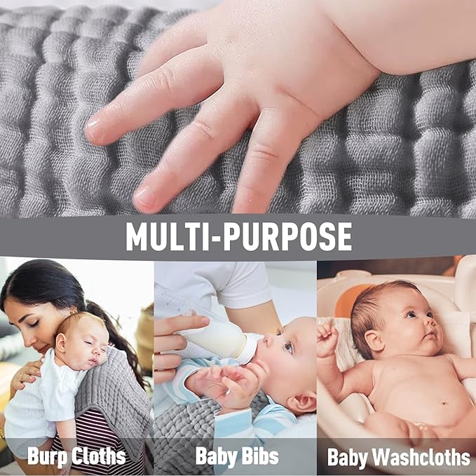 Yoofoss Muslin Burp Cloths for Baby 10 Pack 100% Cotton 20''X10'' Super