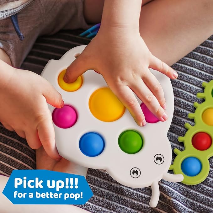 LiKee Fidget Popper Sensory Baby Toys for 10+ Months, Montessori Busy Toy for 1 2 3 Year Old Toddlers Push and Popping Bubbles Fine Motor Skill 1-3 Stress (2 Pieces)