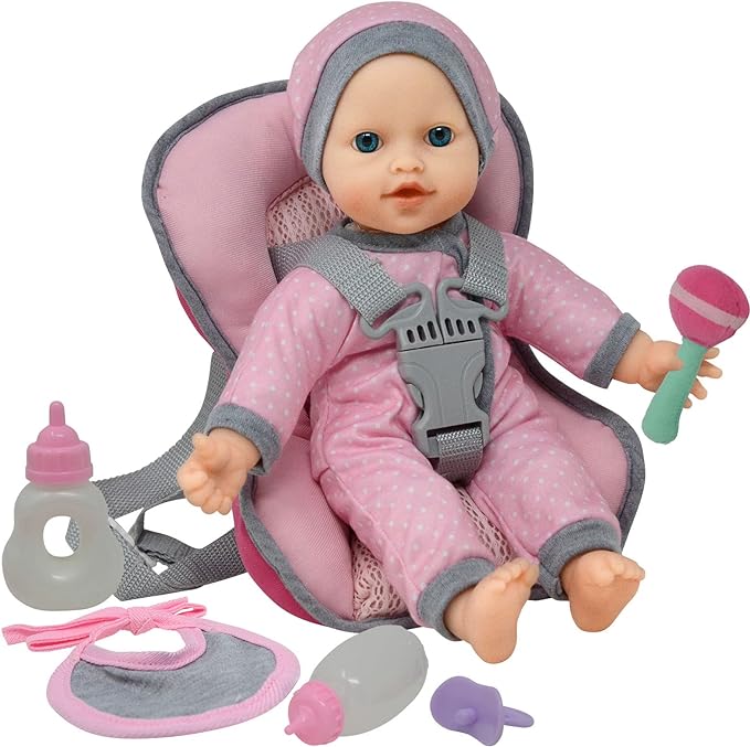 Doll Travel PlaySet - Baby Doll Car Seat Carrier Backpack 12 Inch