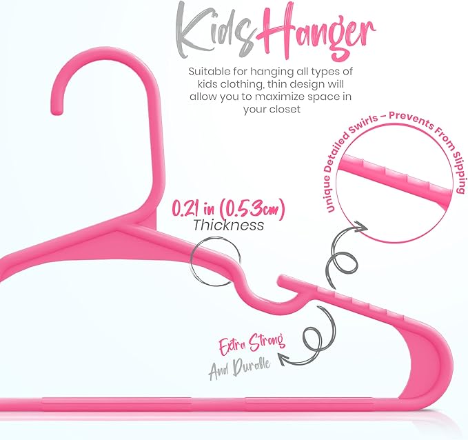 Utopia Home 160 Pack Kids Hangers - 11.5 Inch Plastic Baby Hangers for Closet - Childrens Hangers for Clothes & Infant Hangers for Closet - Ideal for Everyday Standard Use (Pink)