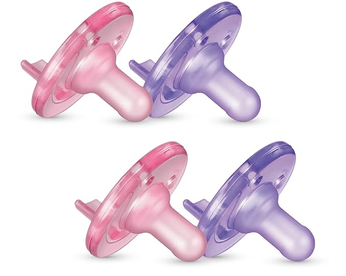 Philips AVENT Soothie Pacifier, Pink/Purple 0-3 Months, 4 Pack, SCF190/42