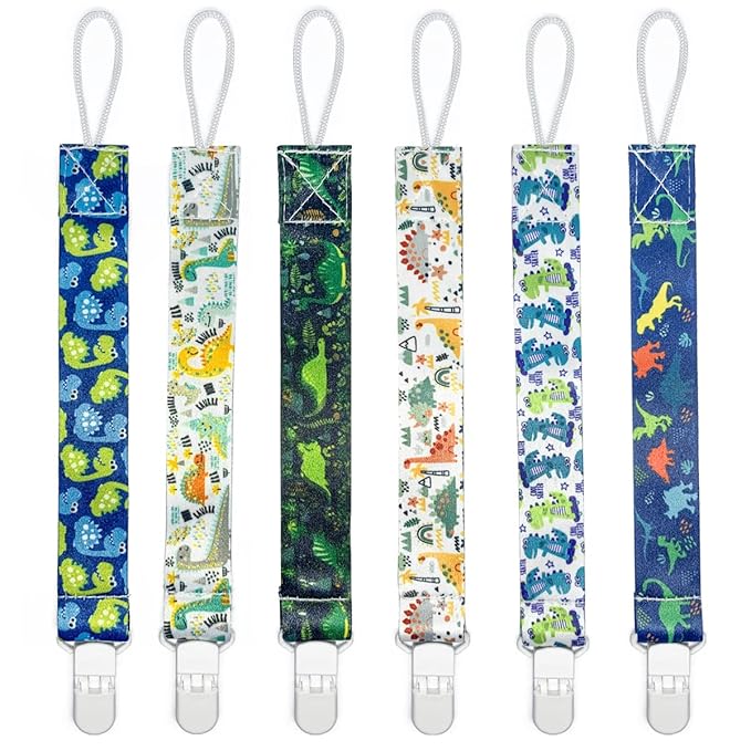 PandaEar Baby Pacifier Clips, 6 Pack Universal Holder Leash for Boys and Girls