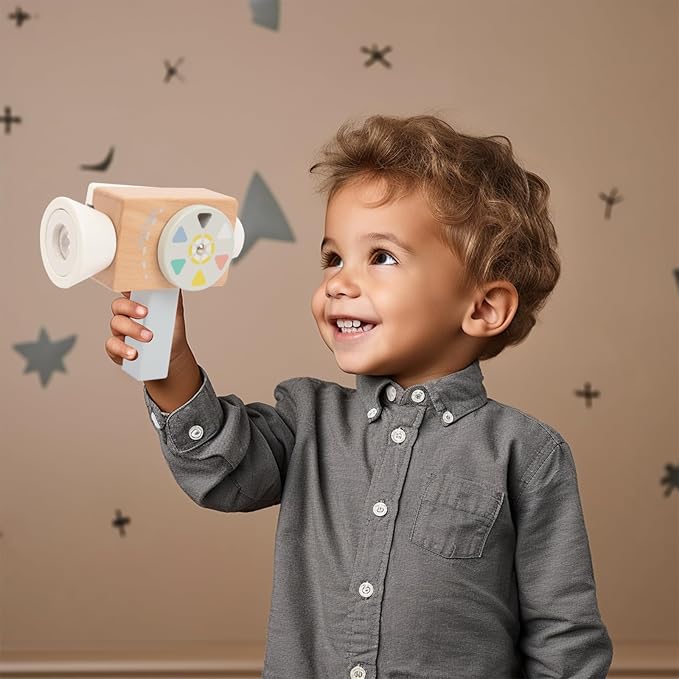 Wooden Mini Pretend Video Camera Toy for Toddlers 1 2 3 Years