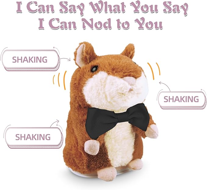 HOMILY Talking Hamster Repeats What You Say, One Year Old Boy Girl Toys Birthday Gifts 0-6-12-18 Months, 1 3 5 (Blk
