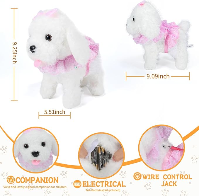 Interactive Walking Plush Puppy Toy Dog, Realistic Wagging Tail Robot Dog 3, 4, 5, 6+